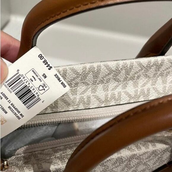 Michael Kors Mirella SM Shopper Vanilla  Messenger Shoulder Xbody Purse Logo - Picture 6 of 13